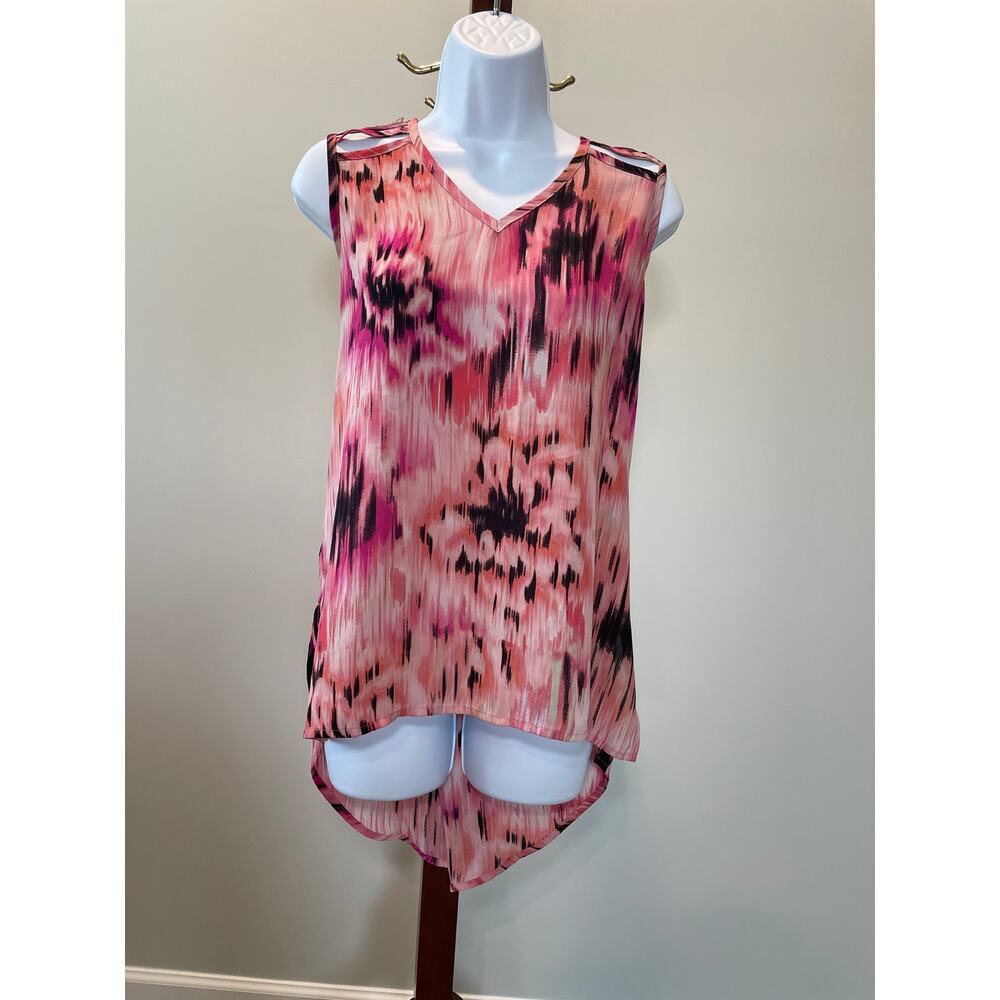 New Directions Sleeveless High‑Low Handkerchief Hem Top – Size L